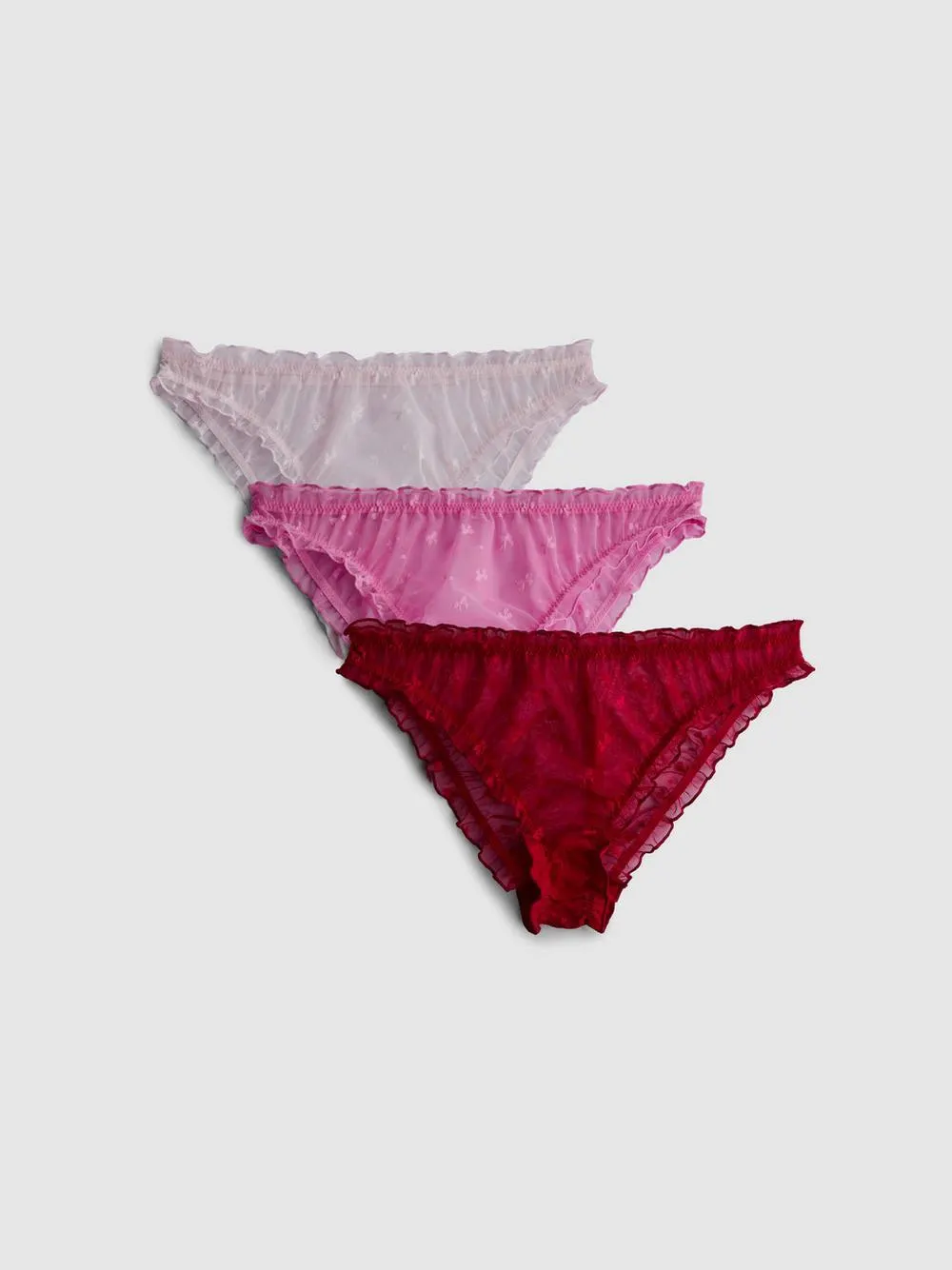 Gerüschte Slips mit Schleife, 3er-Pack