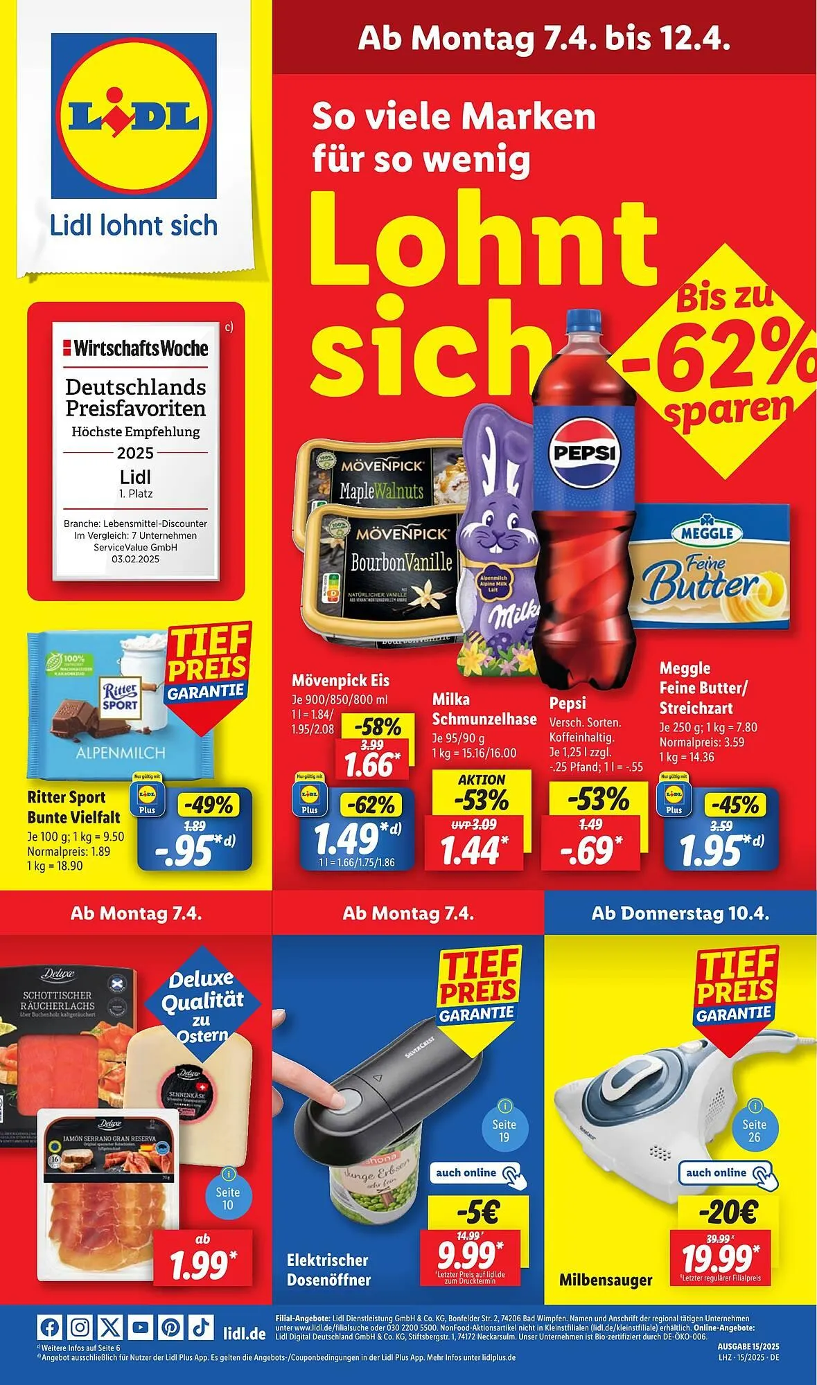Lidl Prospekt von 7. April bis 12. April 2025 - Prospekt seite 1