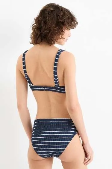 Bikini bottoms - mid-rise waist - LYCRA® XTRA LIFE™ - striped