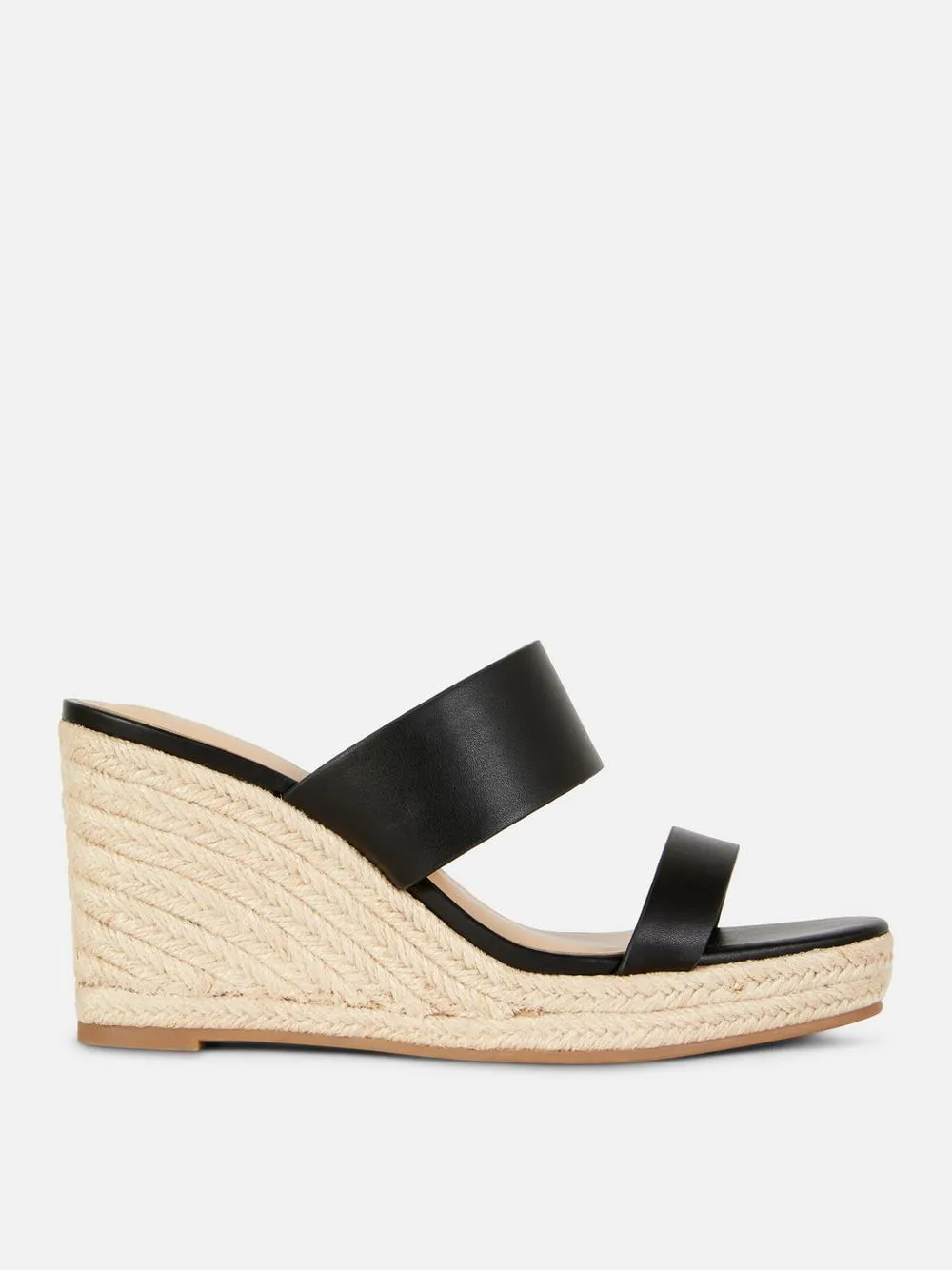 Bast-Keilsandaletten mit Kunstleder-Riemen