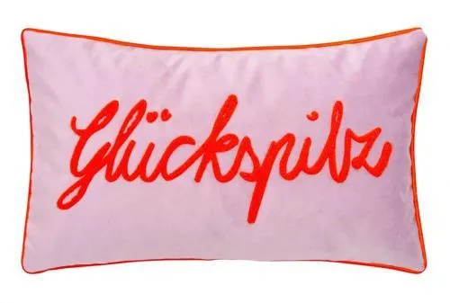 pad home Design Kissenhülle Letters Glückspilz lilac