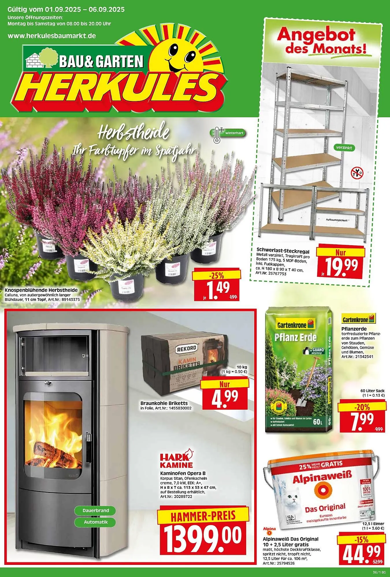Herkules Baumarkt Prospekt von 1. September bis 6. September 2025 - Prospekt seite 1