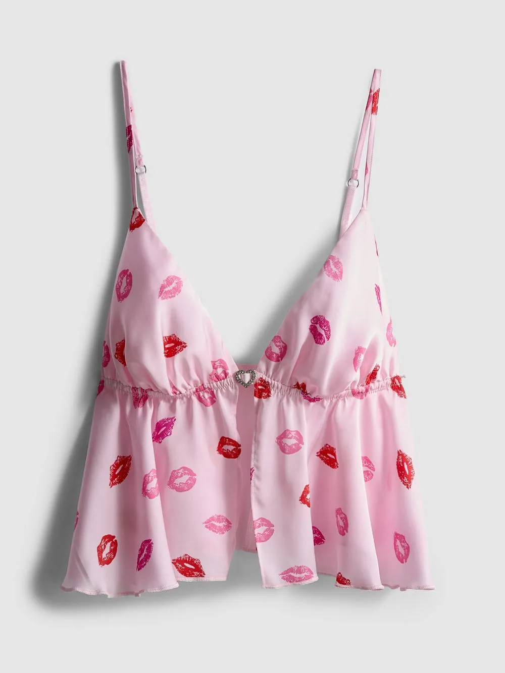 Fließender Bralette-BH mit Kussmundmuster