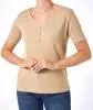 Geripptes T-Shirt Janina, Zierknopfleiste