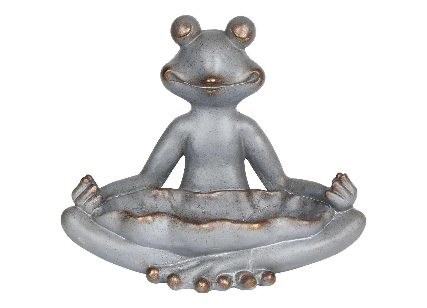Yoga-Frosch im Lotussitz mit Vogeltränke 48x39x26cm
