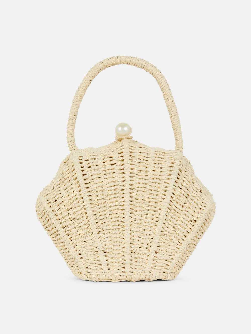 „Paula Echevarría“ Muschelförmige Clutch aus Stroh