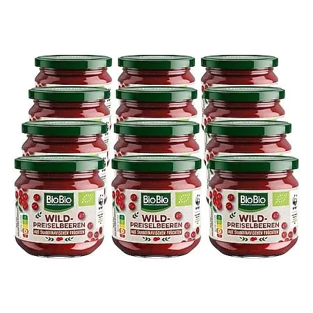 BioBio Bio-Preiselbeeren 220 g, 12er Pack