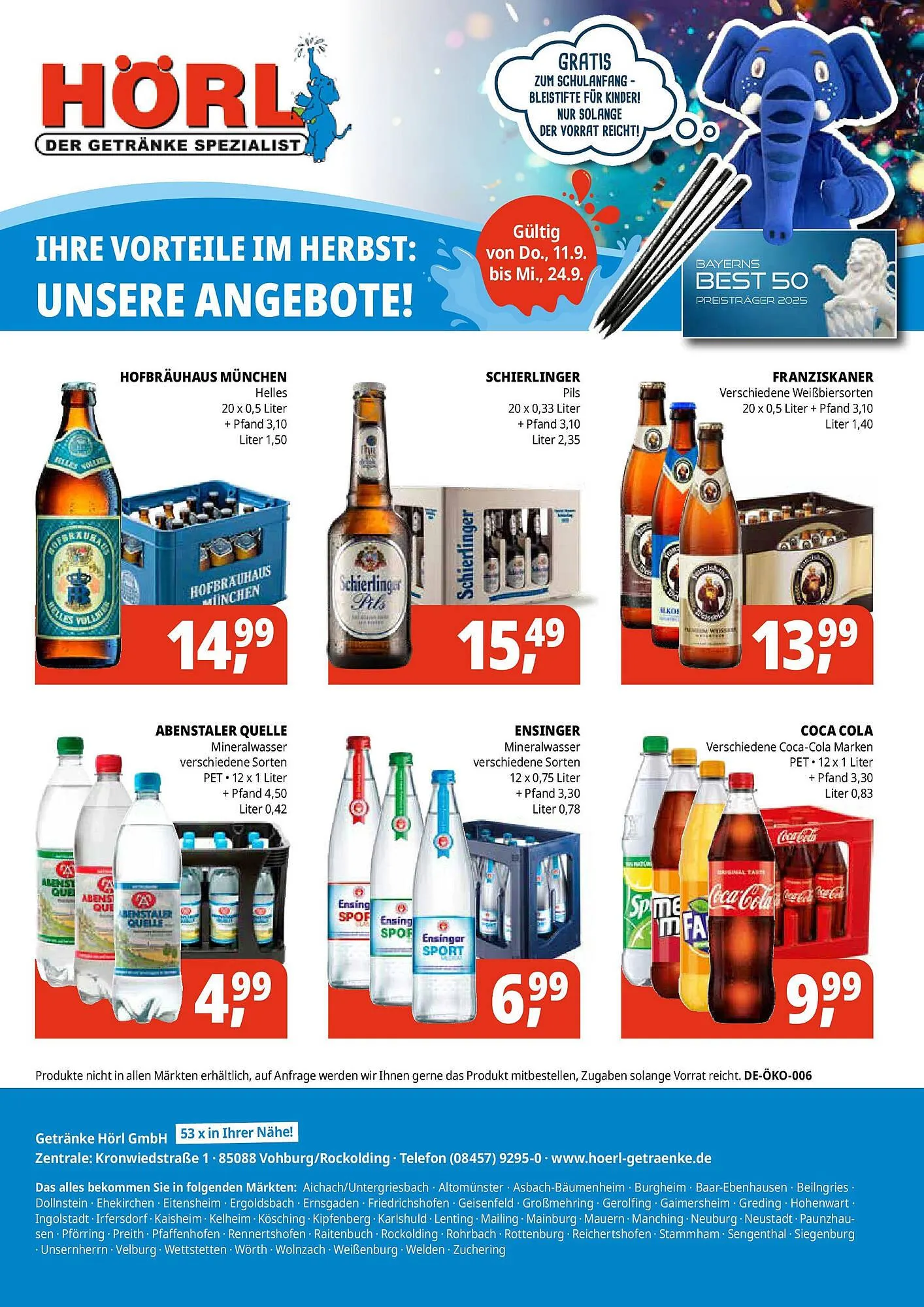 Hörl Getränke Prospekt von 10. September bis 24. September 2025 - Prospekt seite 1
