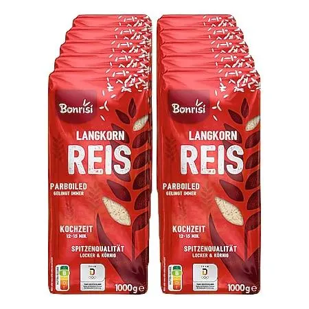 Bonrisi Parboiled Langkornreis lose 1kg, 10er Pack