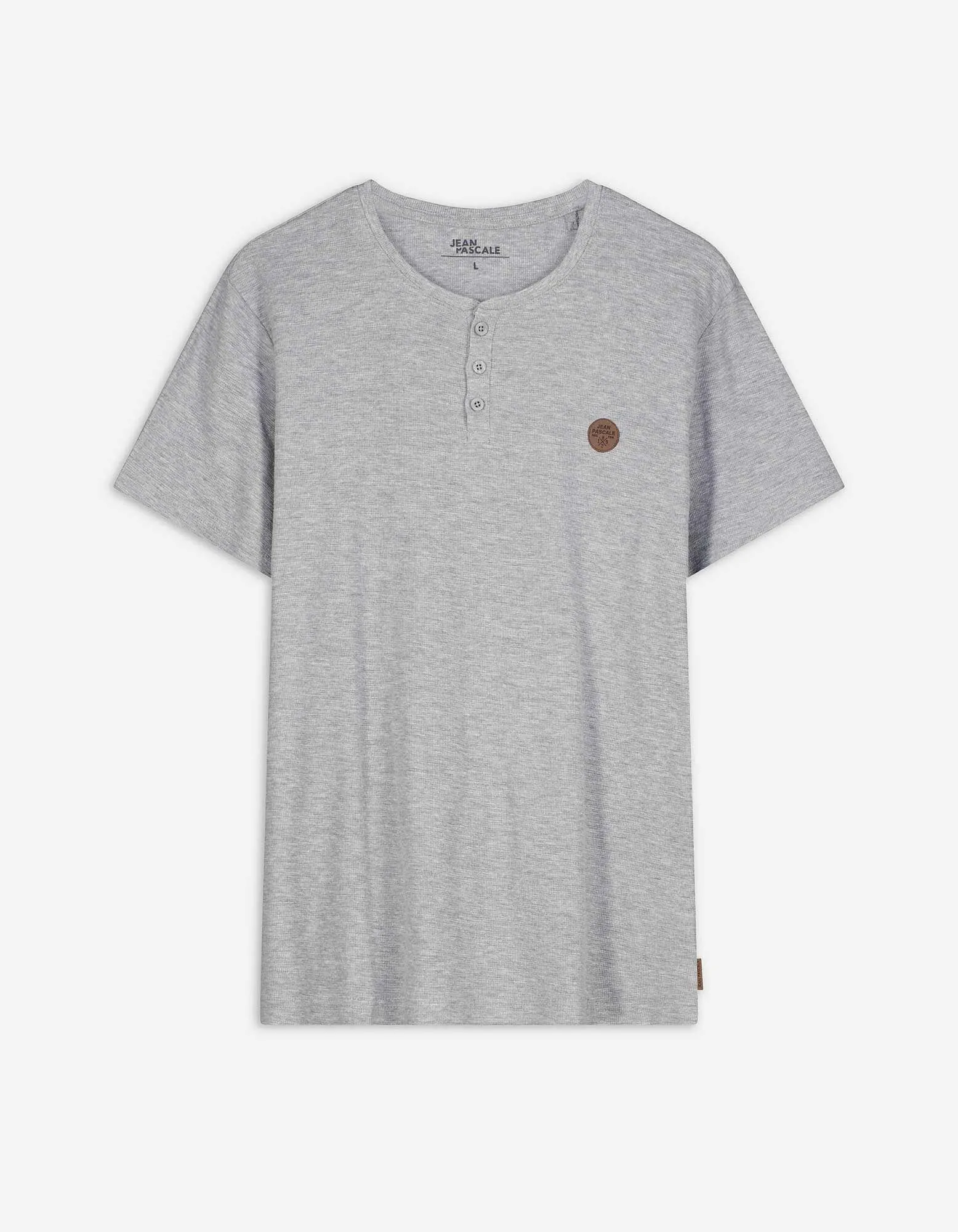 T-Shirt - Knopfleiste - grau