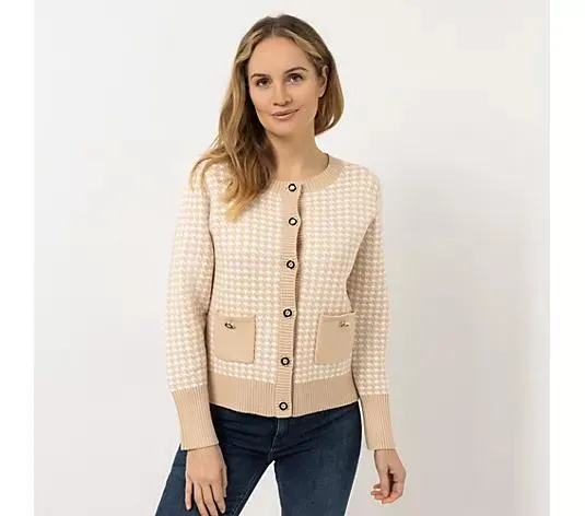 VIA MILANO Cardigan, 1/1-Arm Durchgeknöpft Rundhalsausschnitt figurumspielend