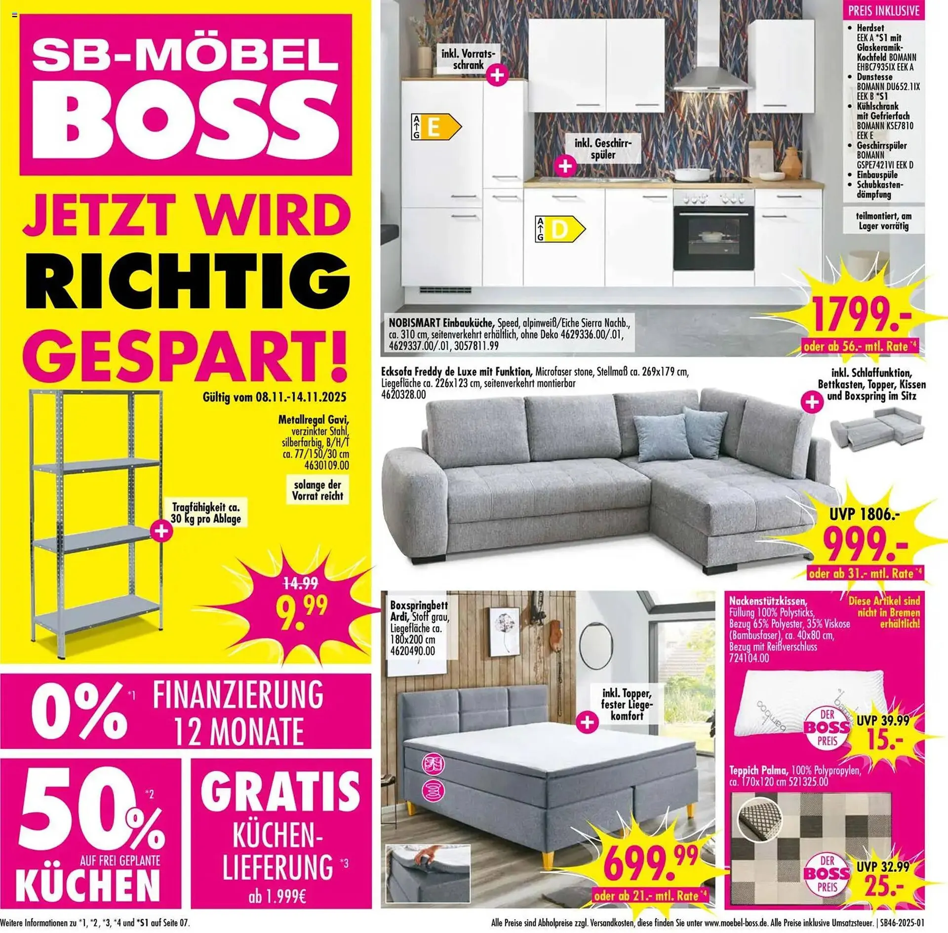Möbel Boss Prospekt von 8. November bis 14. November 2025 - Prospekt seite 1