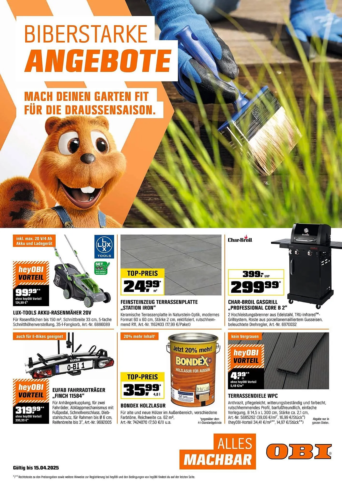 OBI Prospekt von 1. April bis 15. April 2025 - Prospekt seite 1