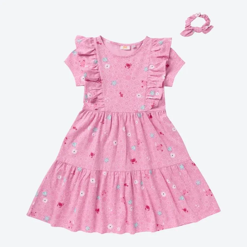 Kinder-Mädchen-Kleid mit Haarband, 2-teilig