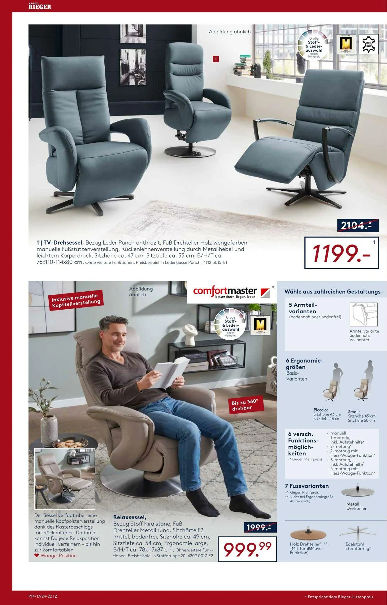 Möbel Rieger Aktueller Prospekt von 19. November bis 3. Dezember 2025 - Prospekt seite 22