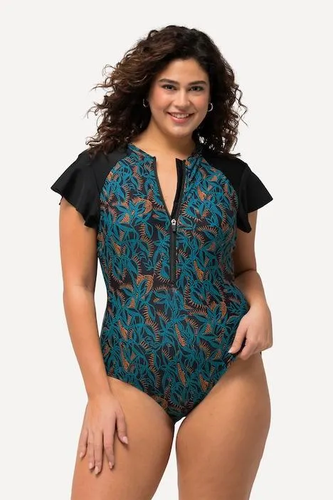 Badpak, rits, zachte cups, kapmouwen, gerecycled