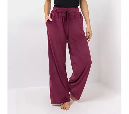 MONT CHALET Damen-Hose uni Mikrofaser Samtfell weites Bein