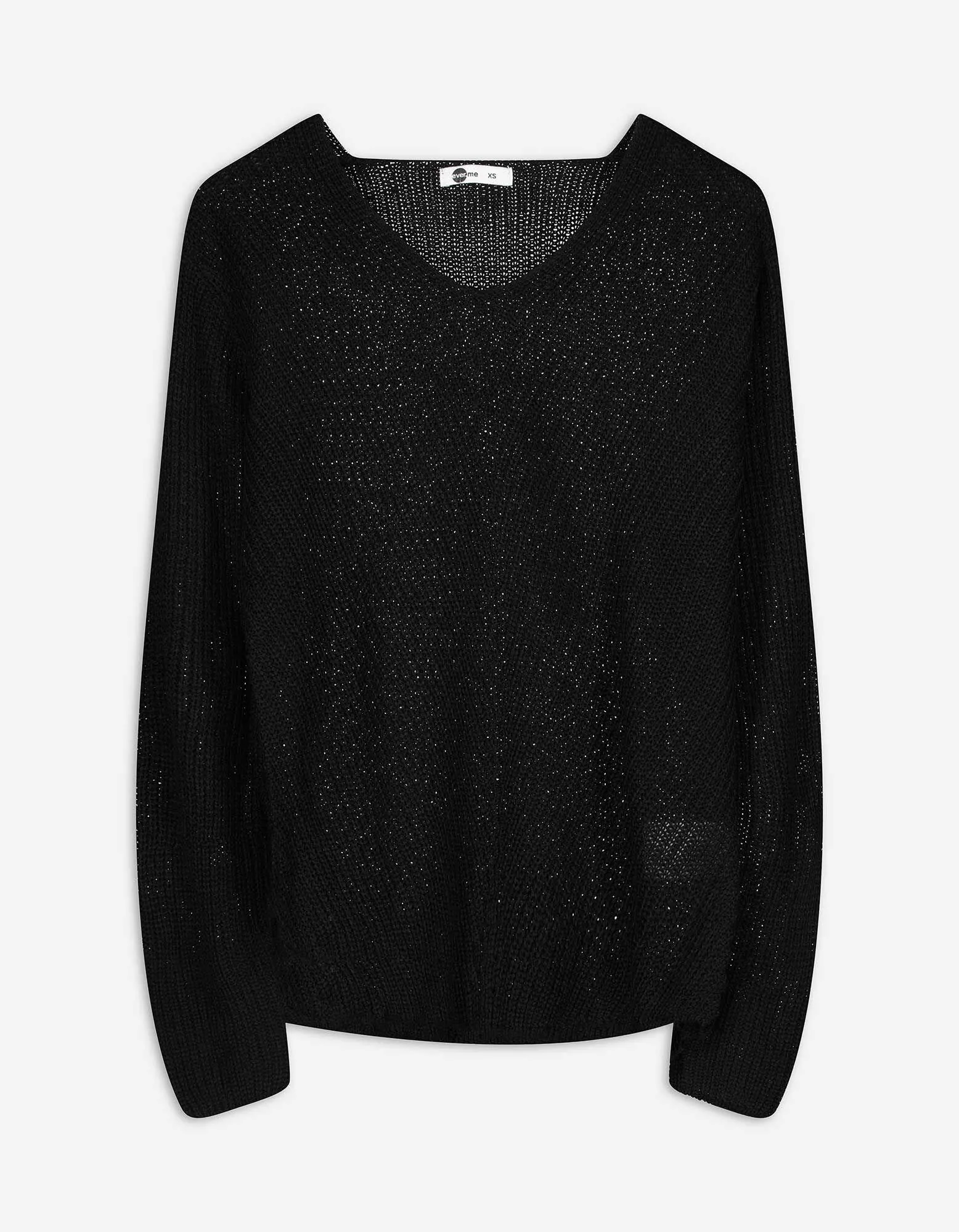 Strickpullover - V-Ausschnitt - schwarz