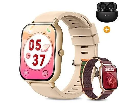 RAYOFI ZL54J Smartwatch Silikon, 22 mm, Schwarz/Gold/Silver