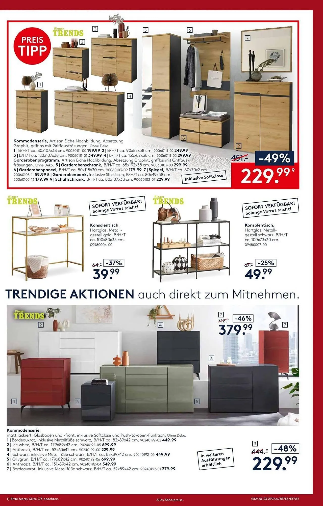 Möbel Rieger Prospekt von 26. März bis 9. April 2026 - Prospekt seite 23