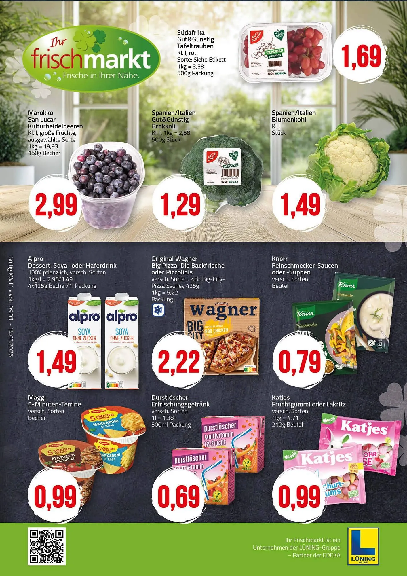 Ihr Frischmarkt Prospekt von 9. März bis 14. März 2026 - Prospekt seite 1