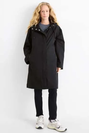 Parka raincoat with hood - lined - waterproof