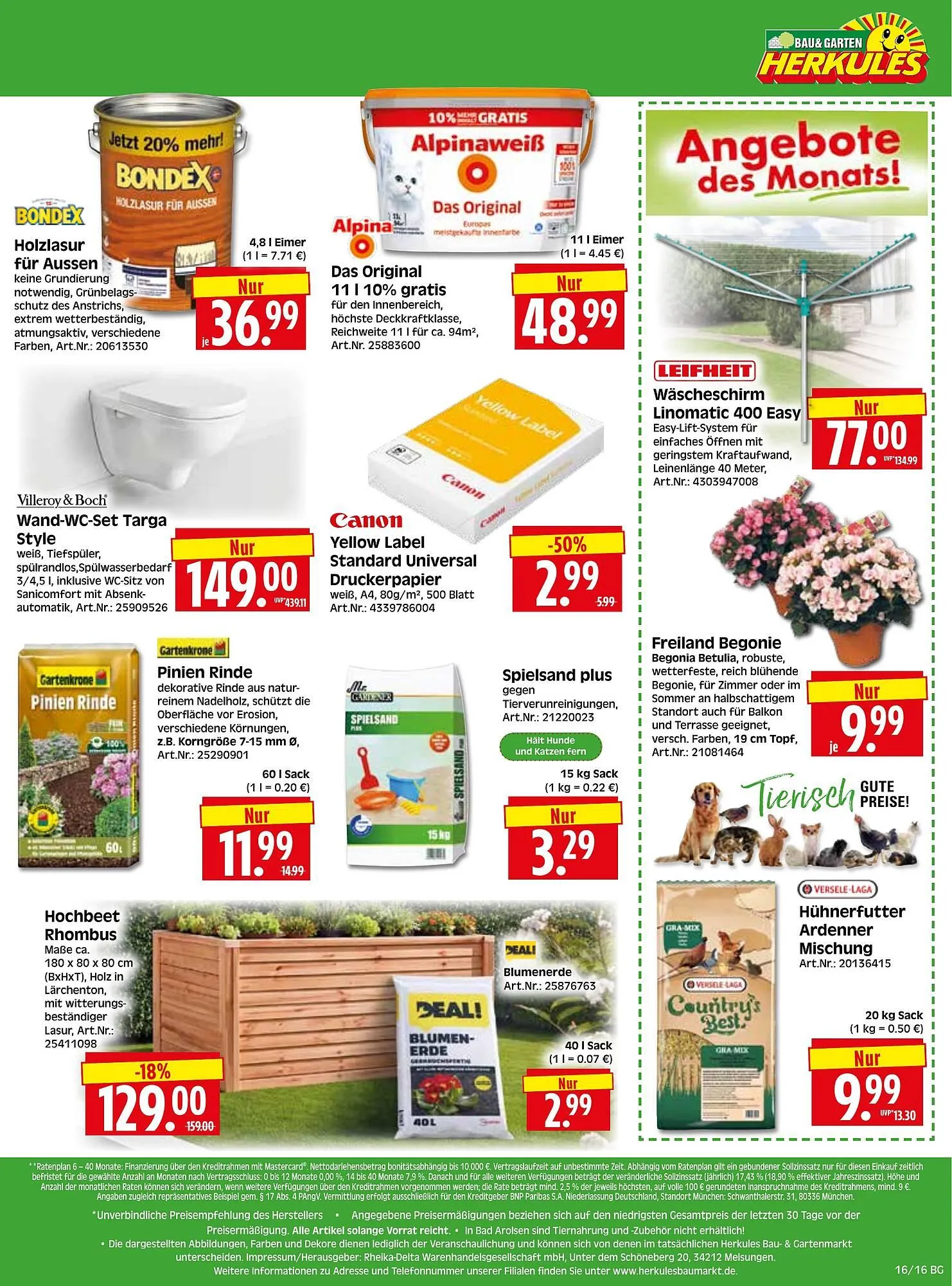 Herkules Baumarkt Prospekt von 13. April bis 18. April 2026 - Prospekt seite 16