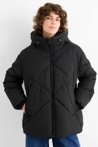 Quilted jacket with hood - water-repellent