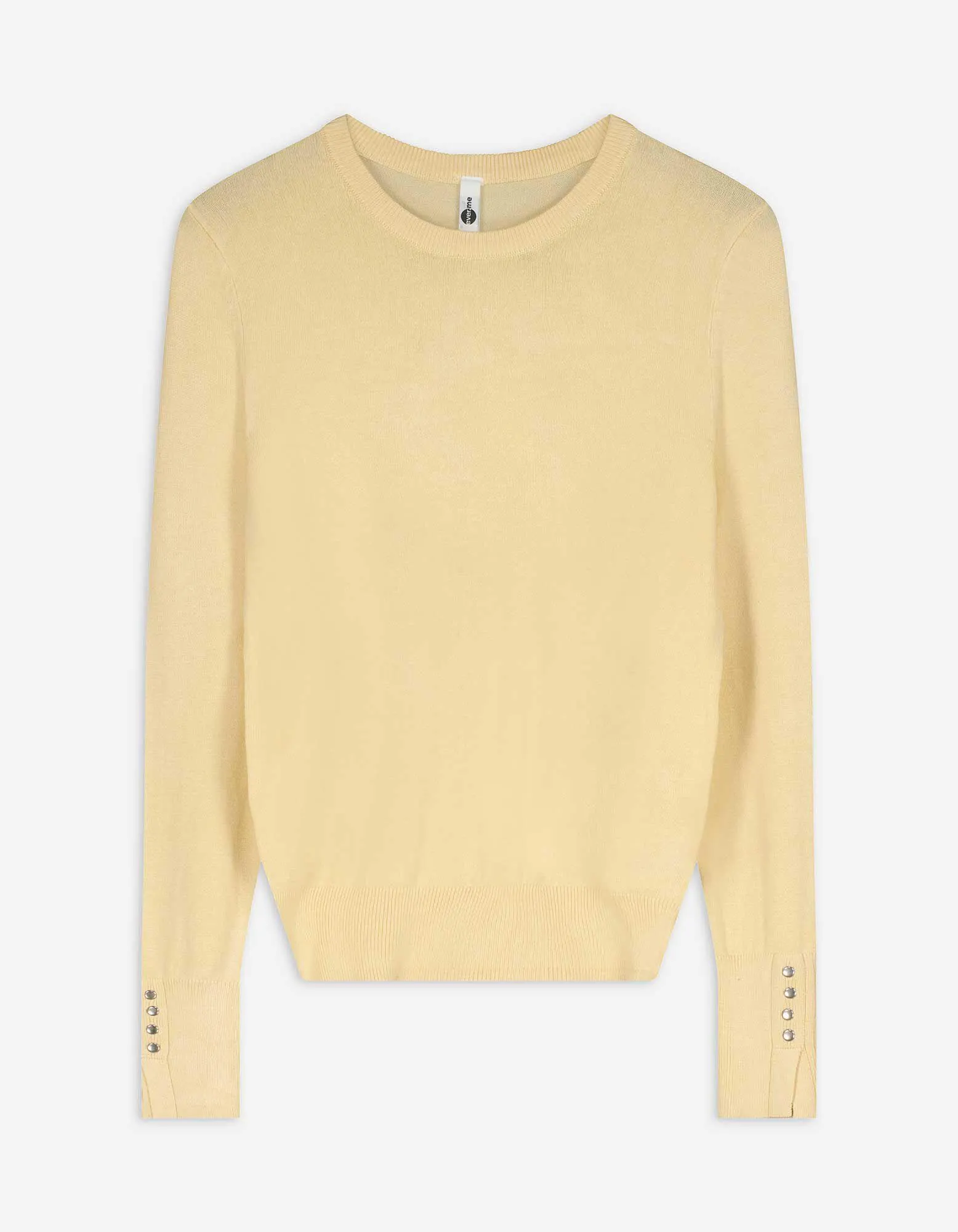 Strickpullover - Zierknöpfe - hellgelb