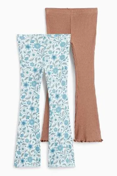 Multipack of 2 - floral - flared leggings - ribbed