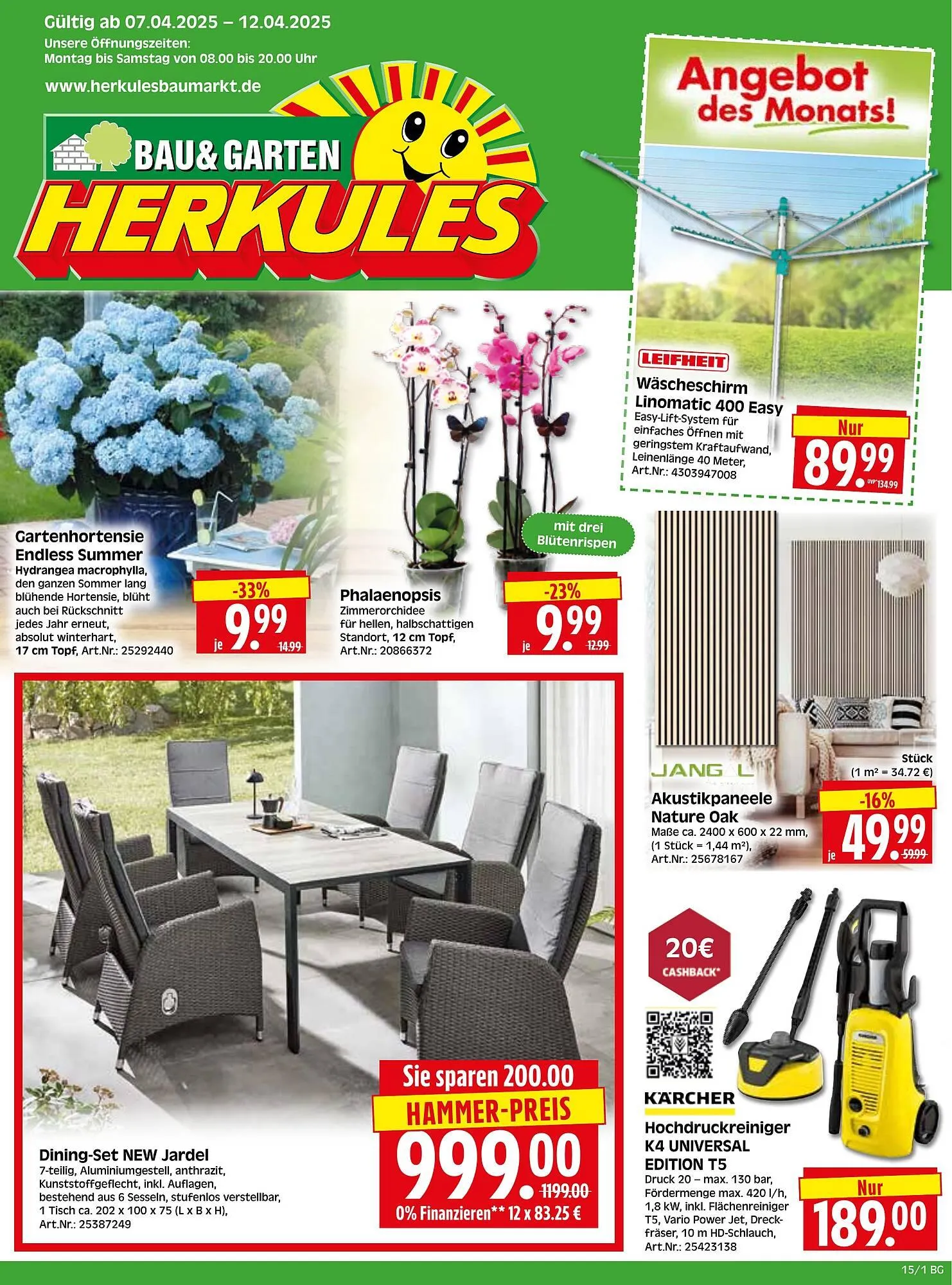 Herkules Baumarkt Prospekt von 7. April bis 12. April 2025 - Prospekt seite 1