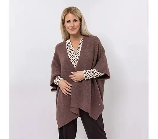 EVA LUTZ Strick-Cape offene Front Effektgarn weite Form