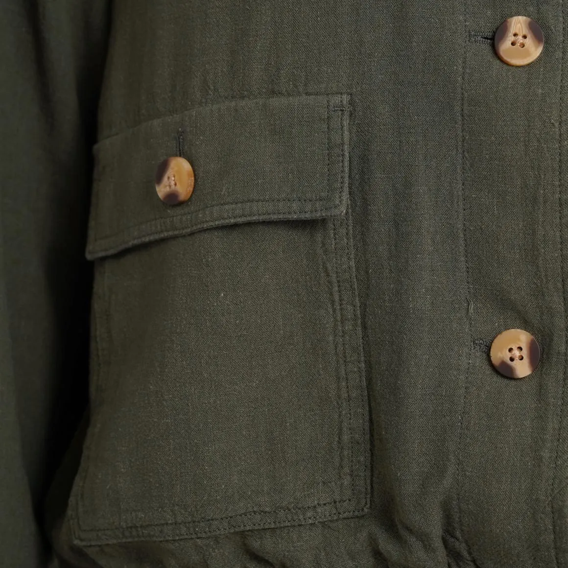 Damen Leinen-Blouson in Unifarben