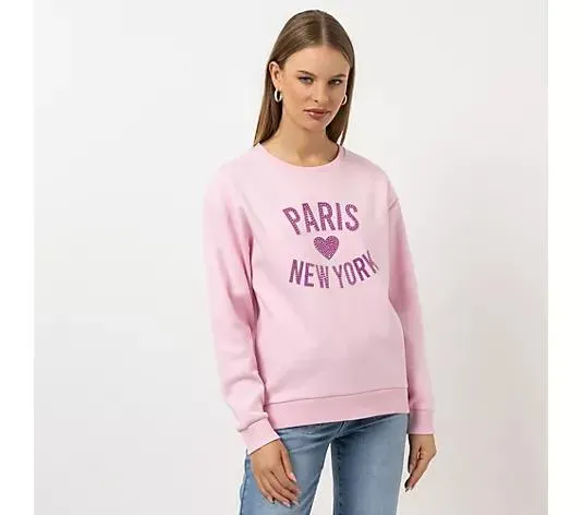 STEFFEN SCHRAUT Sweatshirt Rundhalsausschnitt Strass-Druck leger weit