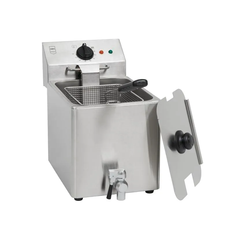 METRO Professional Fritteuse GDF3008 , Edelstahl, 26.5 x 55.8 x 39 cm, 8 L, 3250 W, mit Ablasshahn, silber