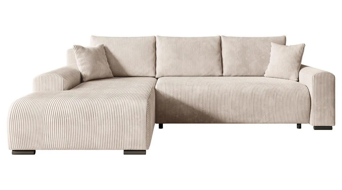 ECKSOFA Nelly mit Bettkasten und Schlaffunktion, Cordstoff in L-Form