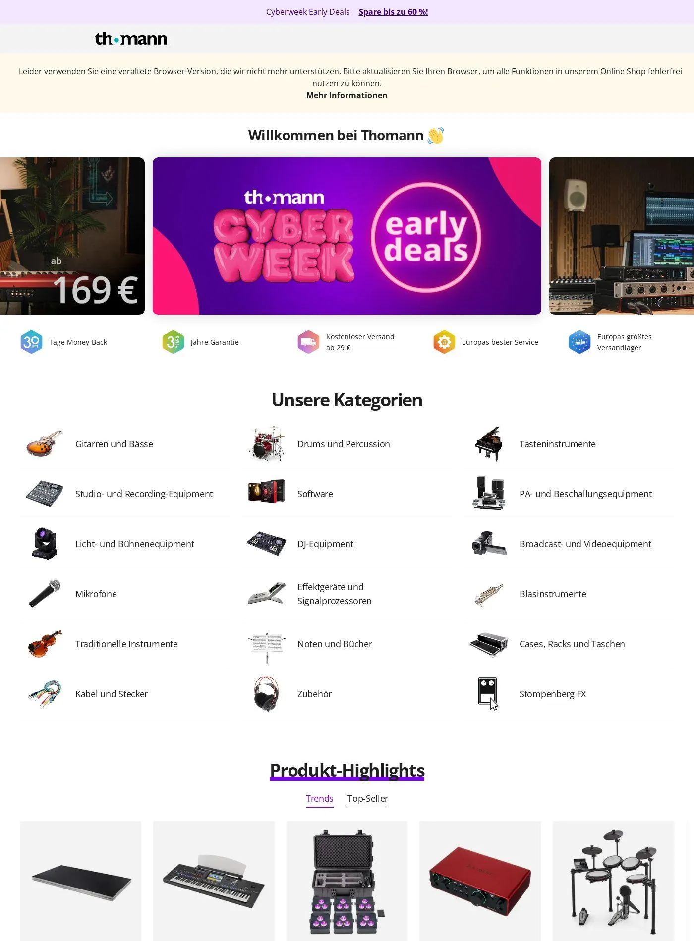 Thomann Aktueller Prospekt von 17. November bis 26. November 2025 - Prospekt seite 1