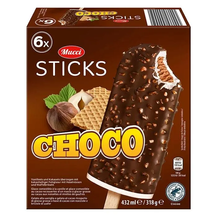 MUCCI Stieleis Schoko Sticks, Choco 432 ml