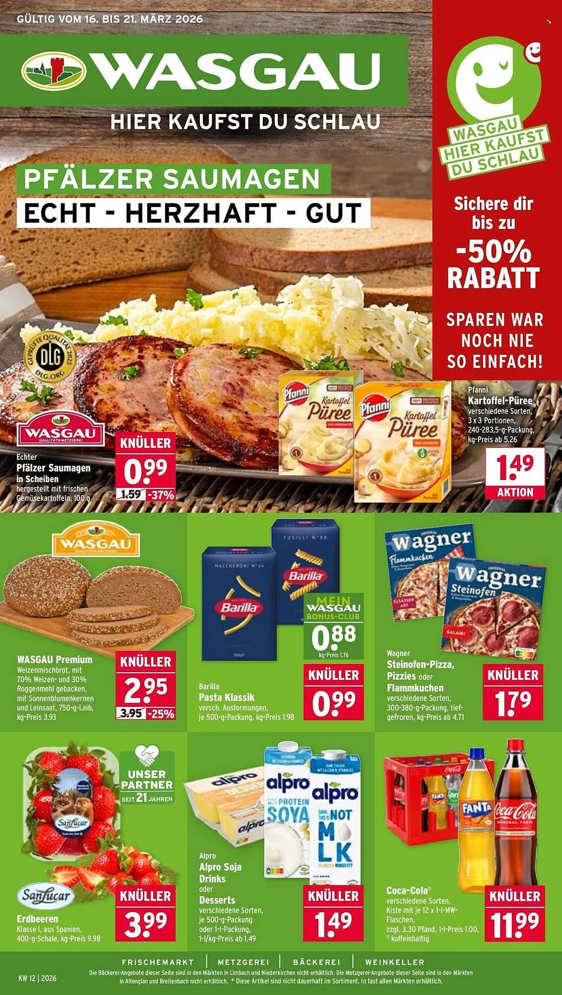 Wasgau Prospekt von 16. März bis 21. März 2026 - Prospekt seite 1