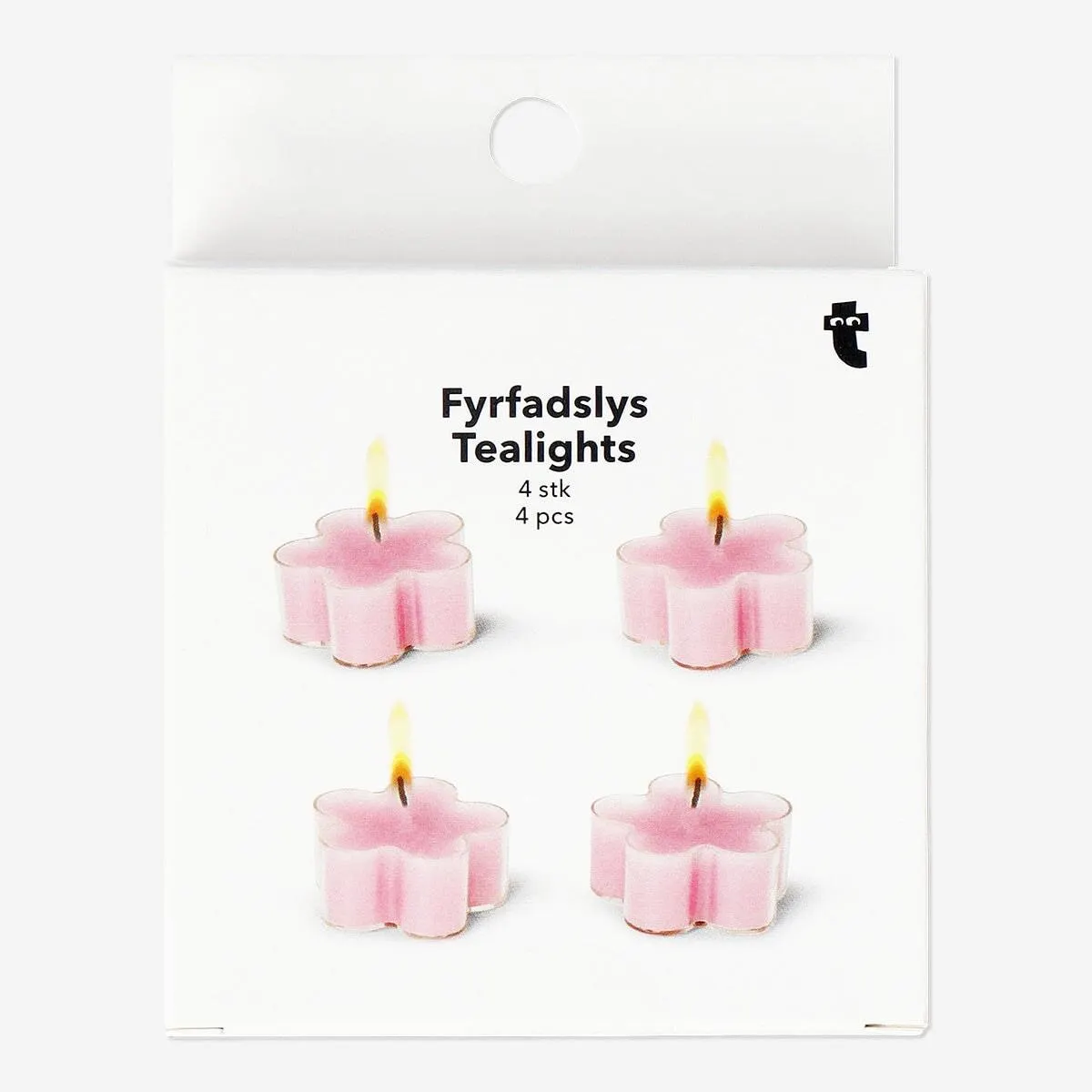 Pink flower tea lights - 4 pcs