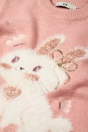 Bunny rabbit - set - knitted dress and tights - 2 piece