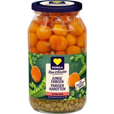 EDEKA Herzstücke Junge Erbsen mit Pariser Karotten extra fein 530G