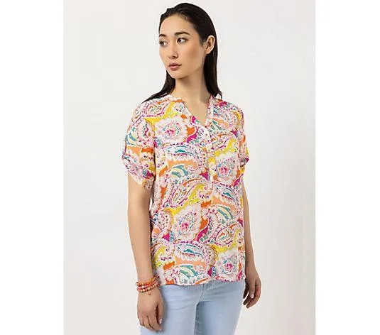 STEFFEN SCHRAUT Bluse, 1/2-Arm halbe Knopfleiste Ärmel-Riegel leger weit