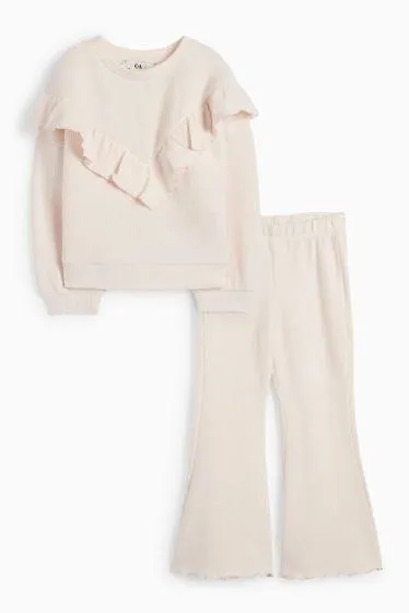 Set - jumper and flared leggings - ribbed - 2 piece