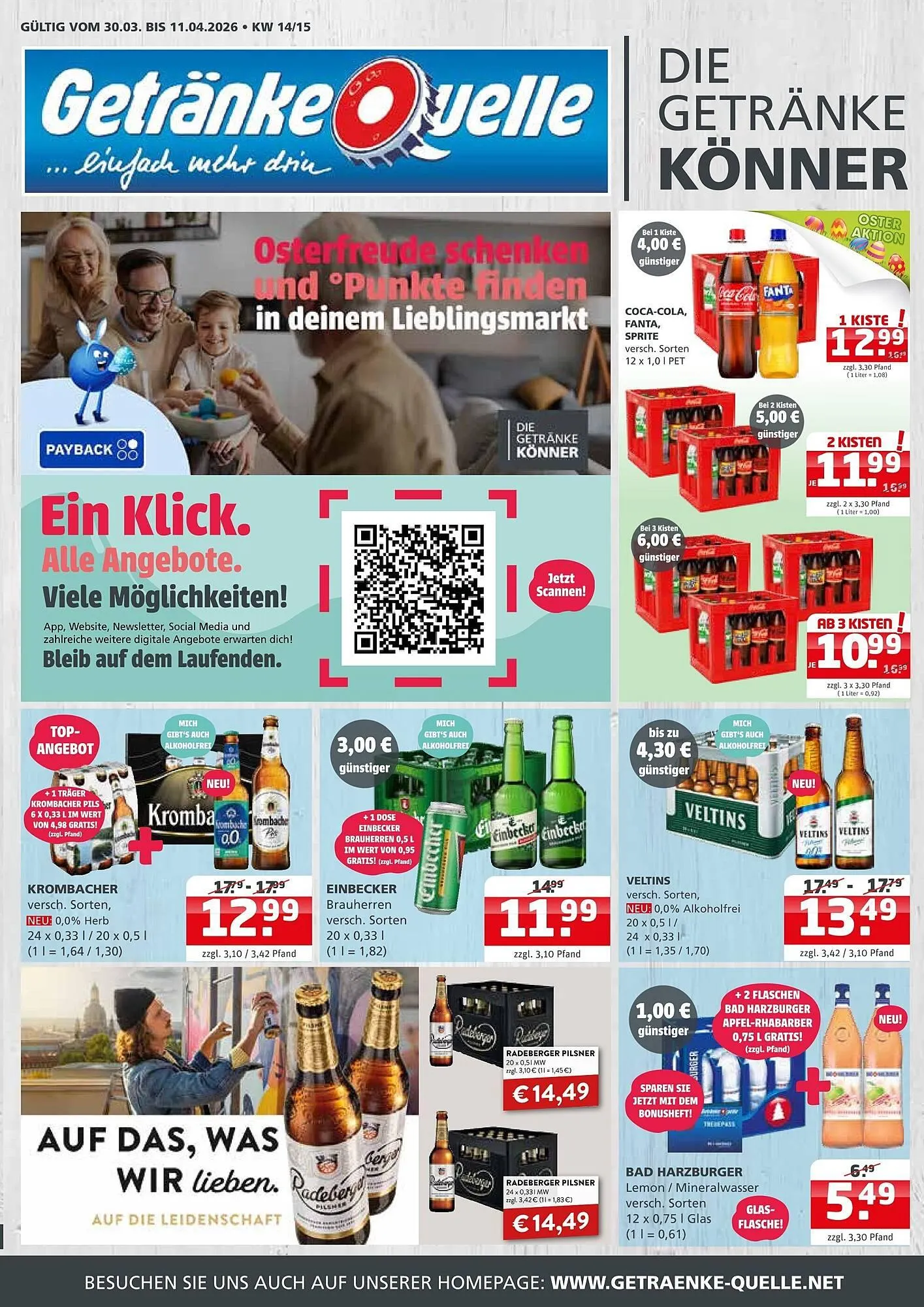 Getränke Quelle Prospekt von 30. März bis 11. April 2026 - Prospekt seite 1