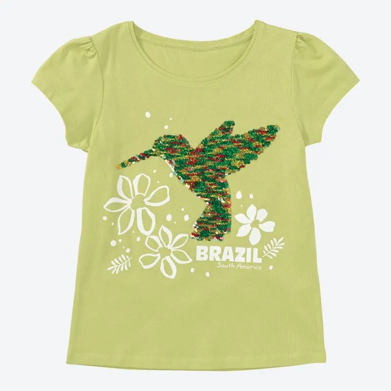 Kinder-Mädchen-T-Shirt mit Wendepailletten