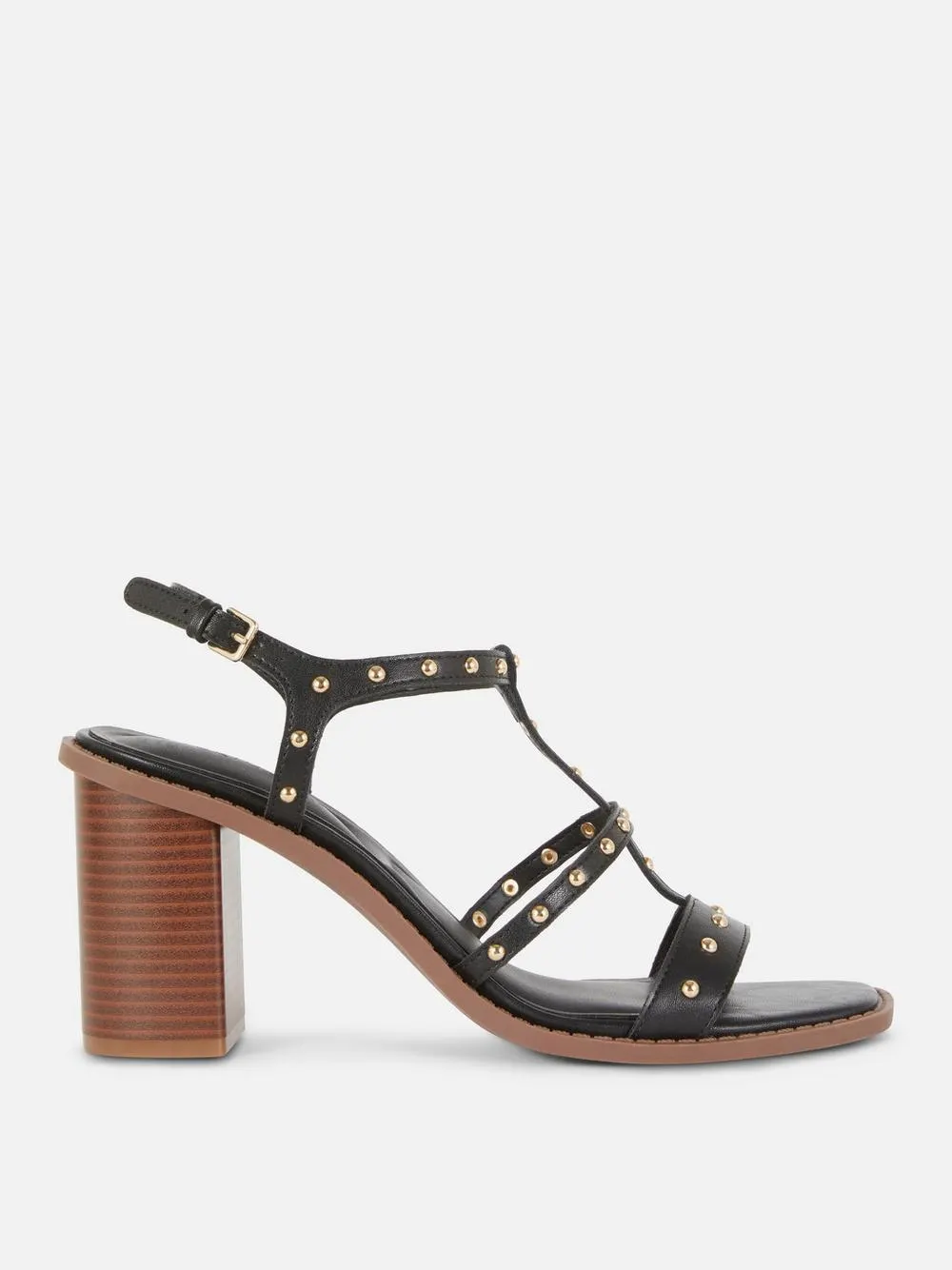 Nietenbesetzte Sandaletten in Gitteroptik