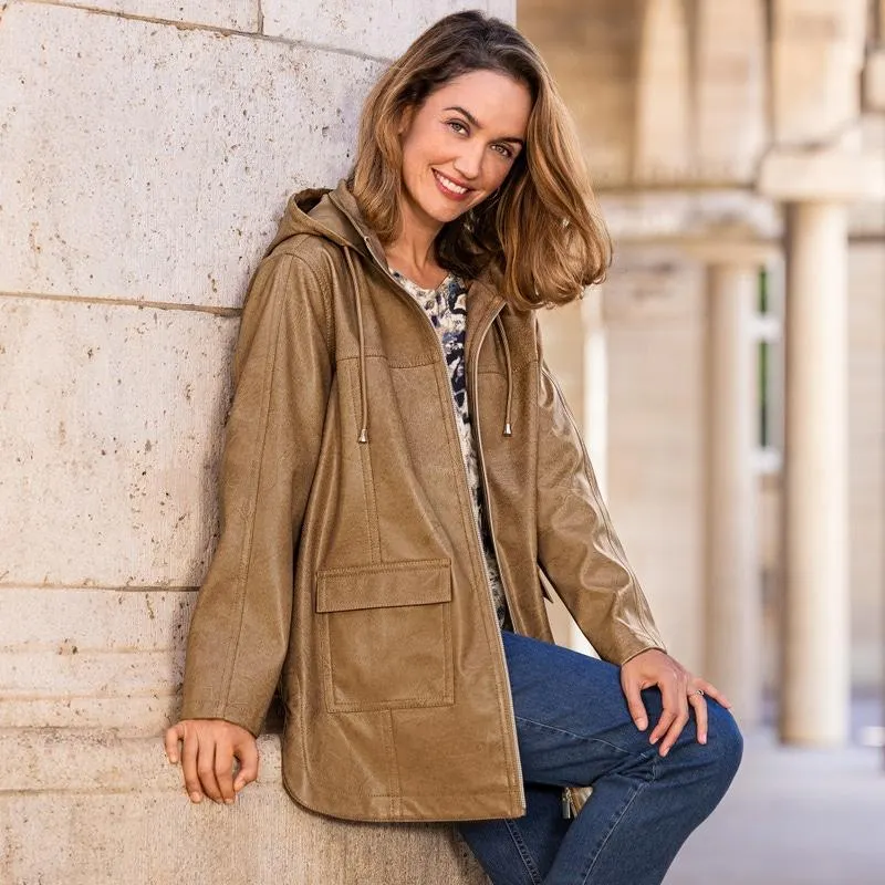 Damen-Jacke in Antiklederoptik