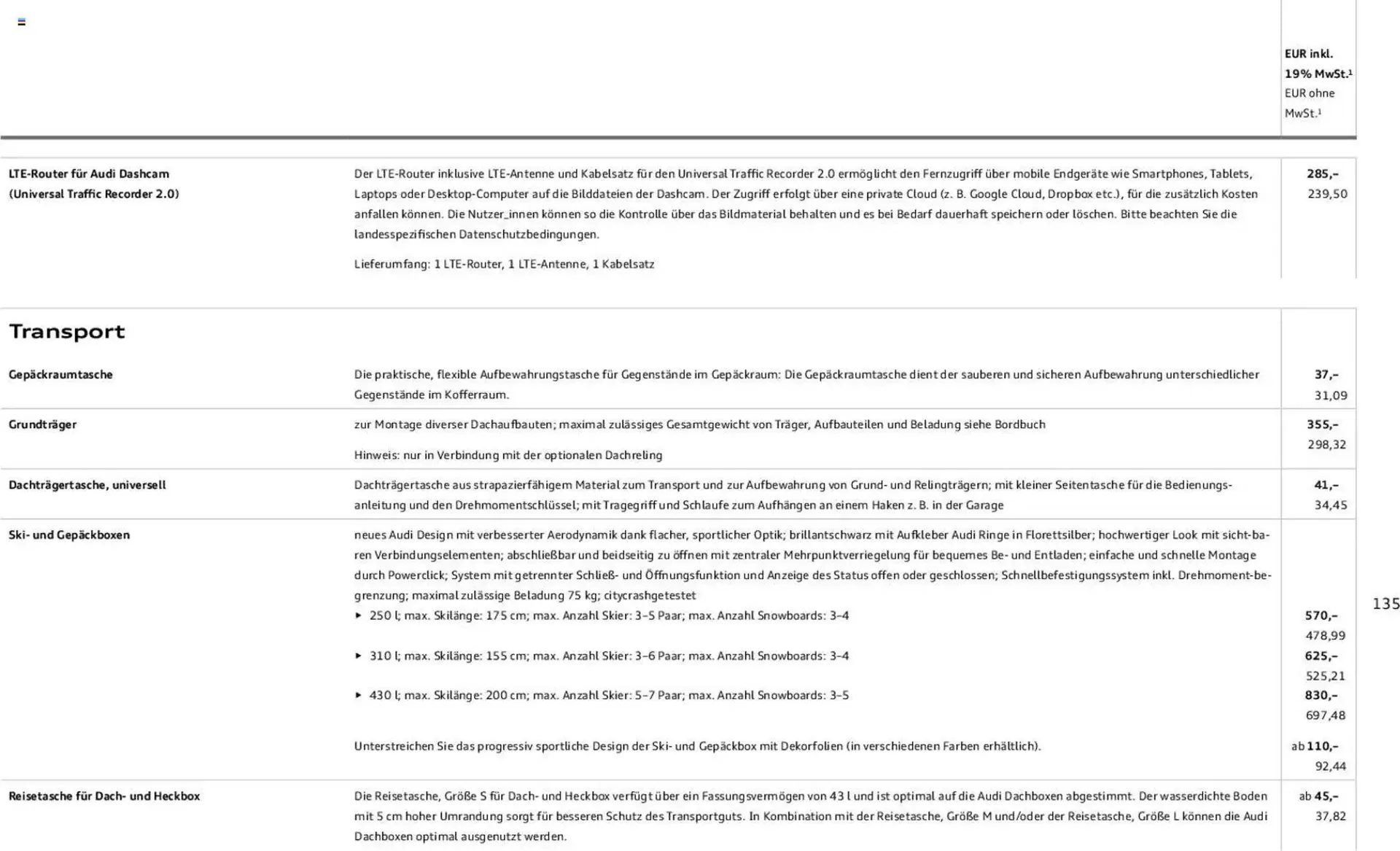 Audi Prospekt von 6. November bis 6. November 2026 - Prospekt seite 135