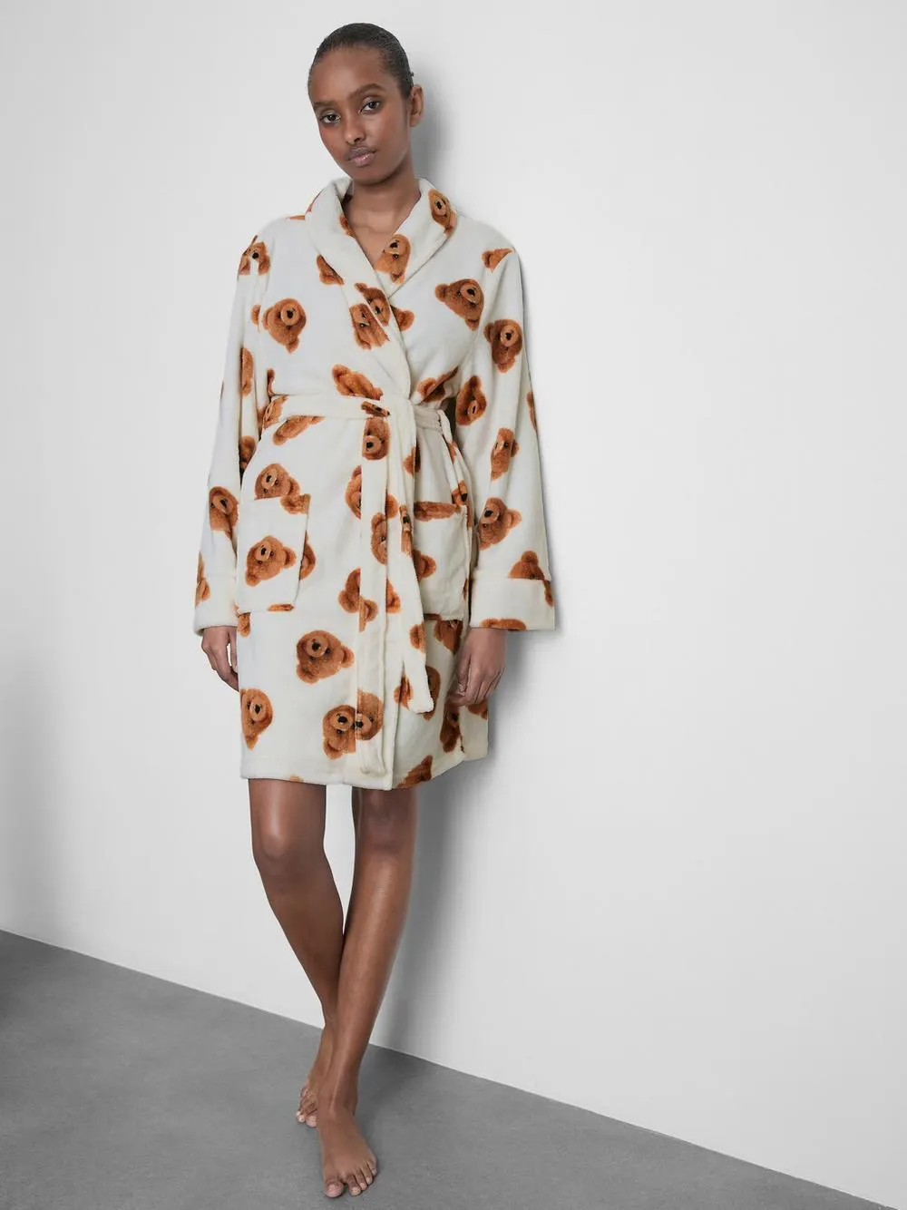 Bademantel mit Teddybär-Print